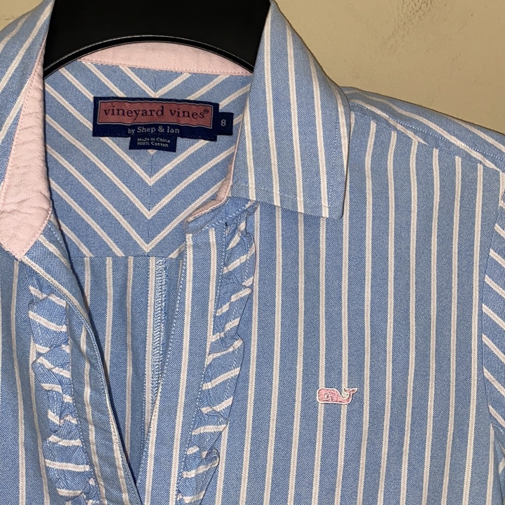 VINEYARD VINES By Shep & Ian Ruffled Striped Button Down Shirt